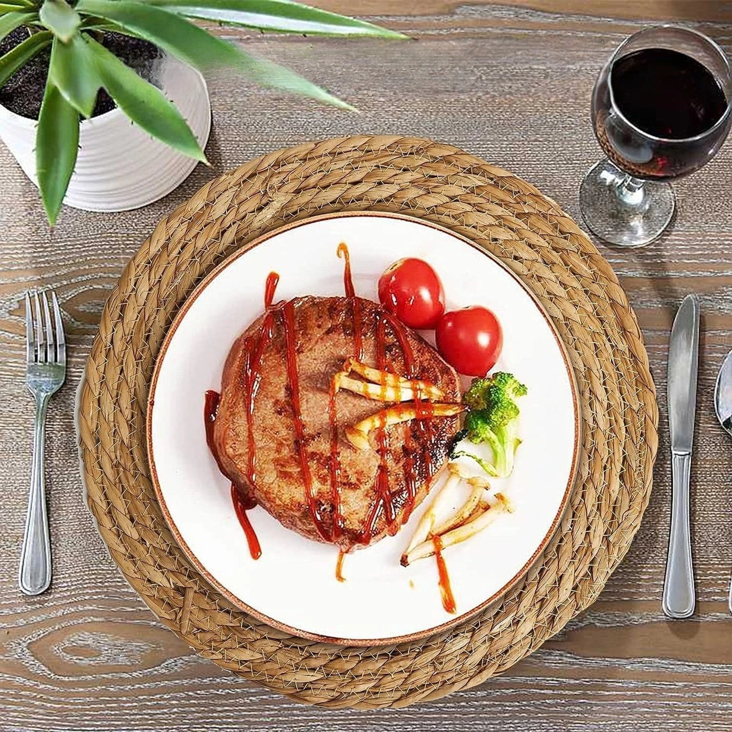 Handwoven Rattan Placemats Round