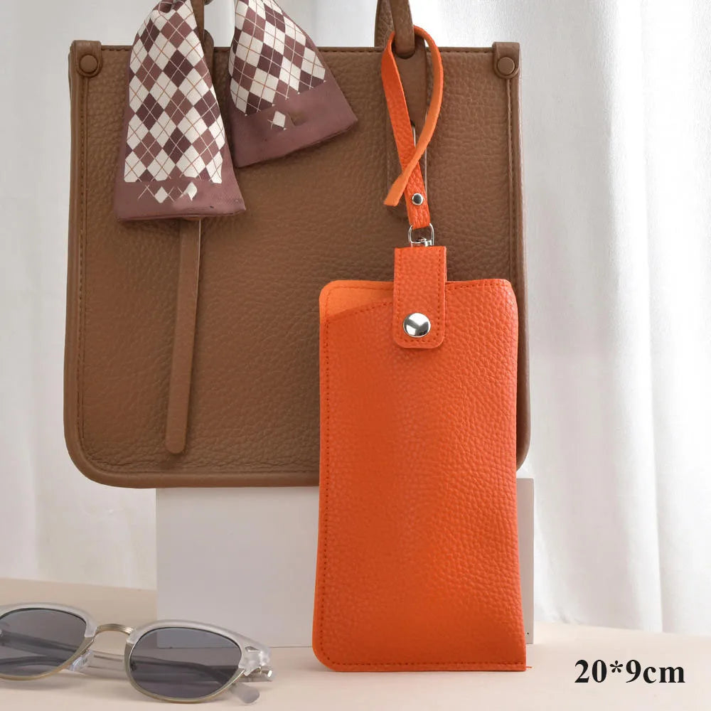 Minimal PU Leather Glasses Case with Strap