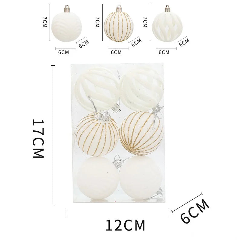 6/12pcs Velvet Christmas Tree Hanging Balls 6cm