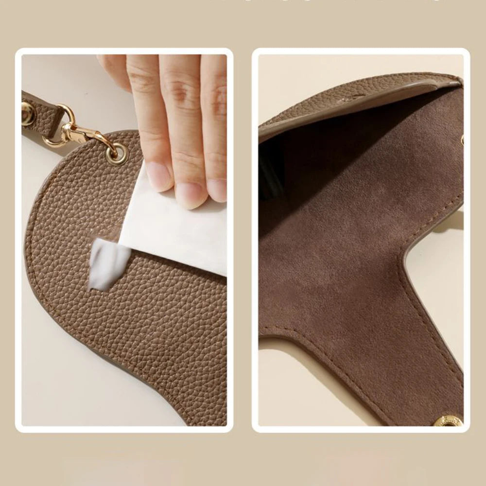 Minimal PU Leather Glasses Case with Strap