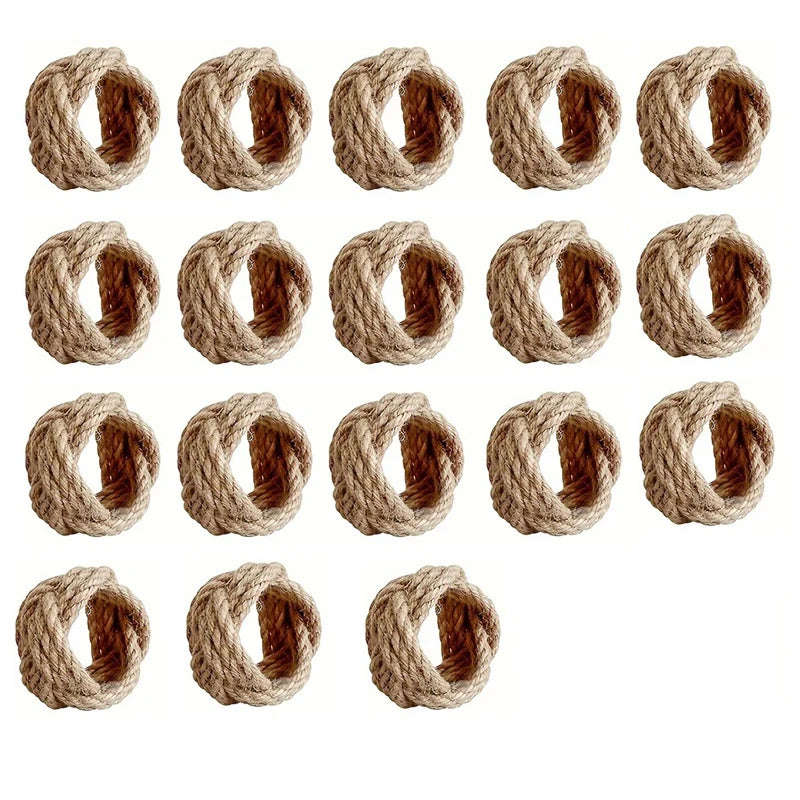6/12/18Pcs Natural Napkin Ring Jute