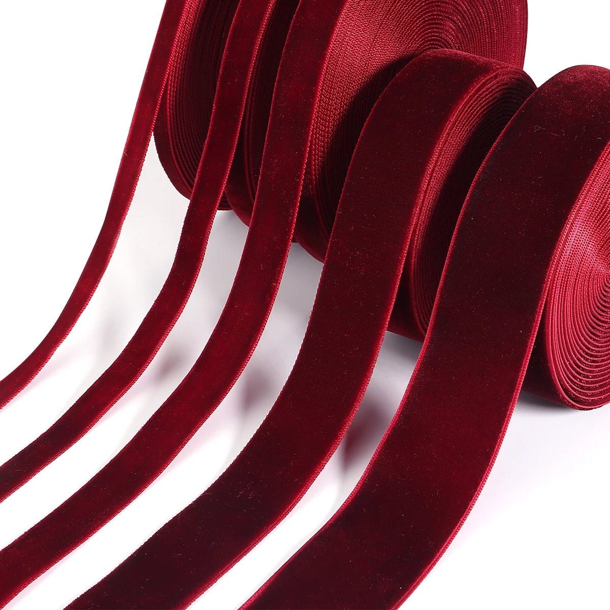 5-10yards/roll Velvet Gift Ribbons Black Wine Red