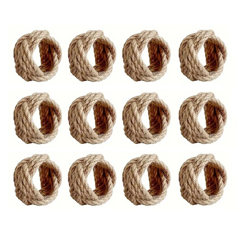 6/12/18Pcs Natural Napkin Ring Jute