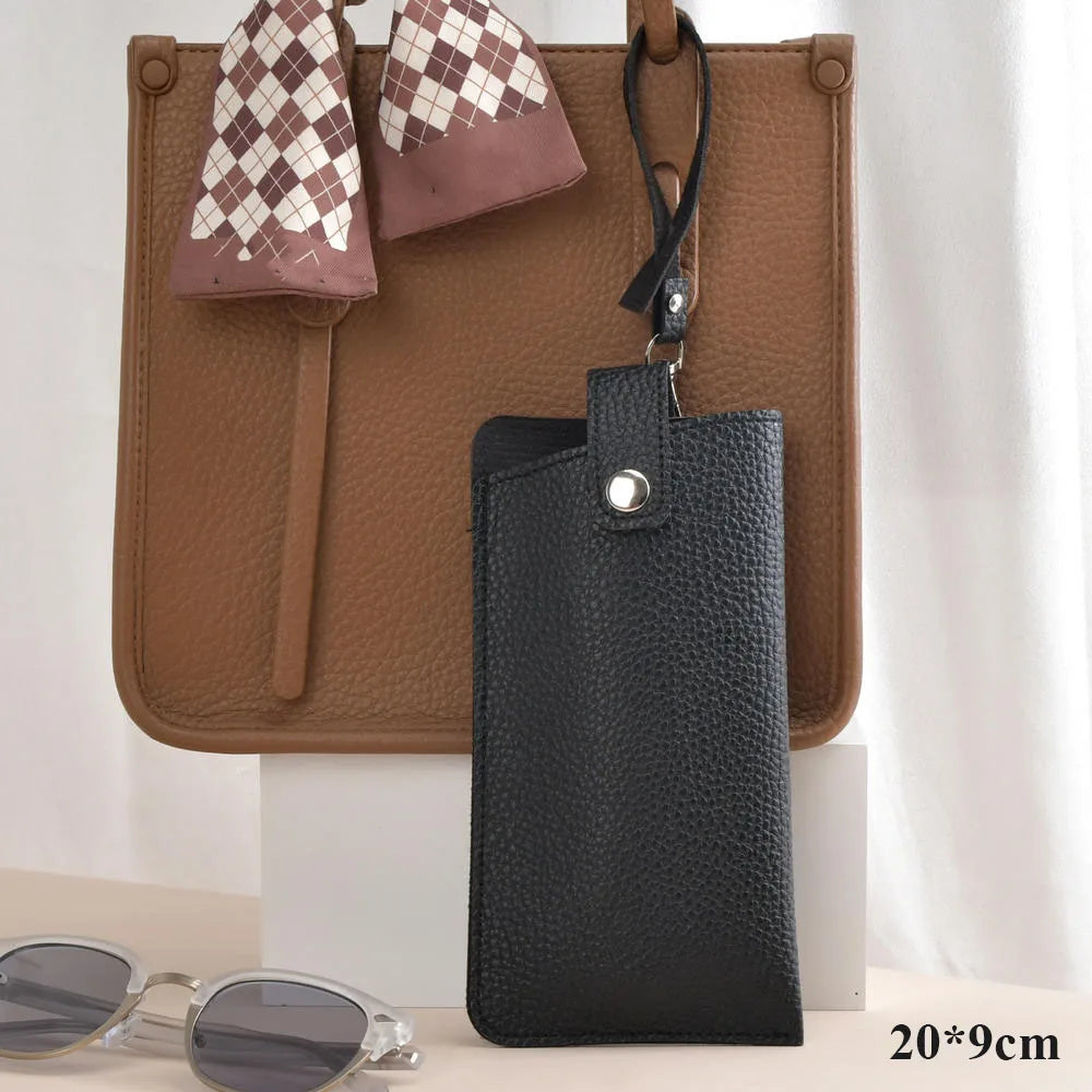 Minimal PU Leather Glasses Case with Strap