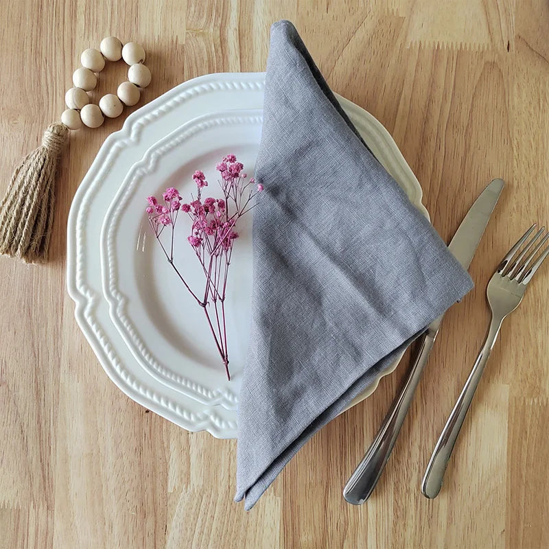 Pure 100% Linen Napkins Cloths (4PCS, 40X40CM)
