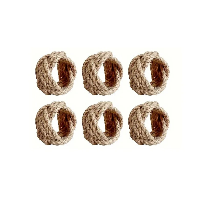 6/12/18Pcs Natural Napkin Ring Jute