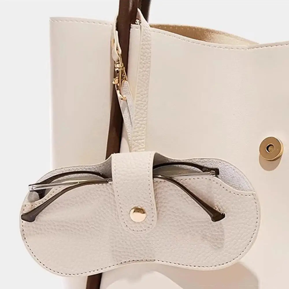 Minimal PU Leather Glasses Case with Strap