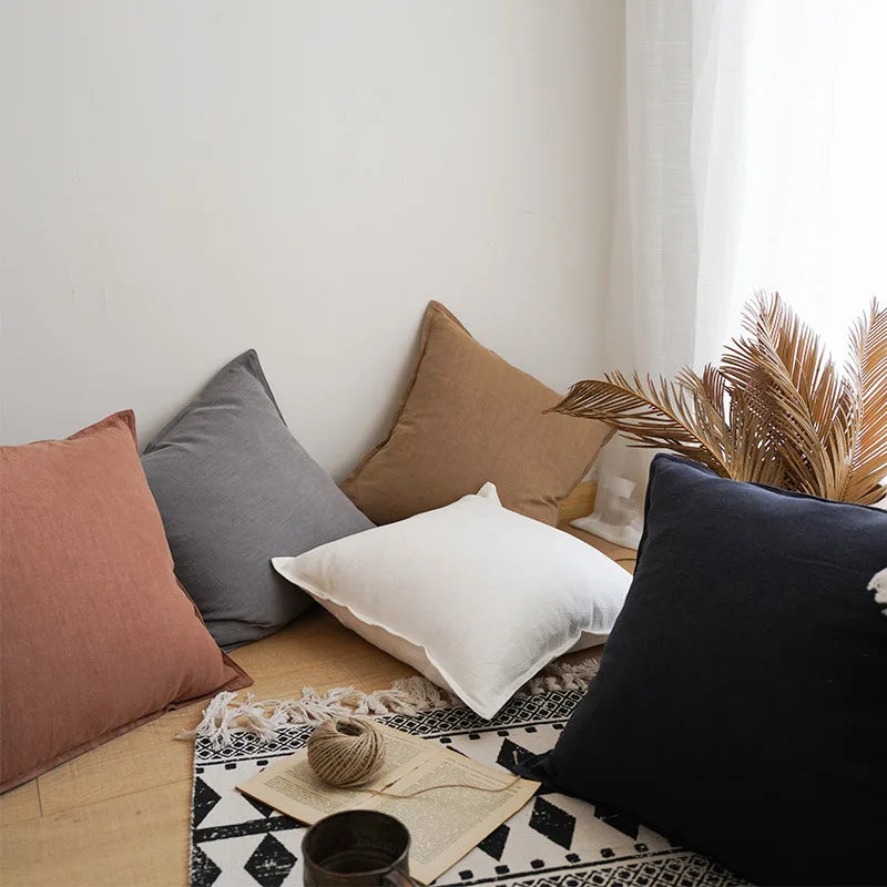 Thicken Cotton Linen Solid Cushion Cover