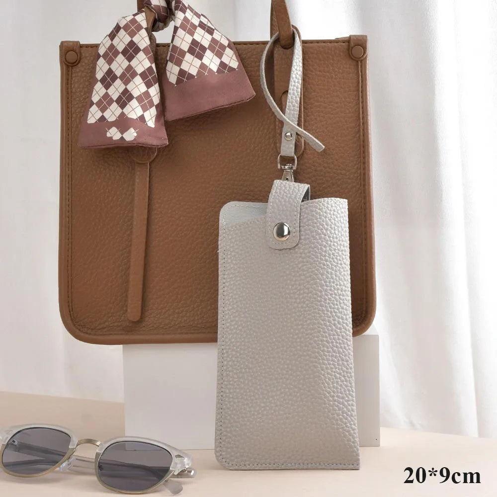 Minimal PU Leather Glasses Case with Strap