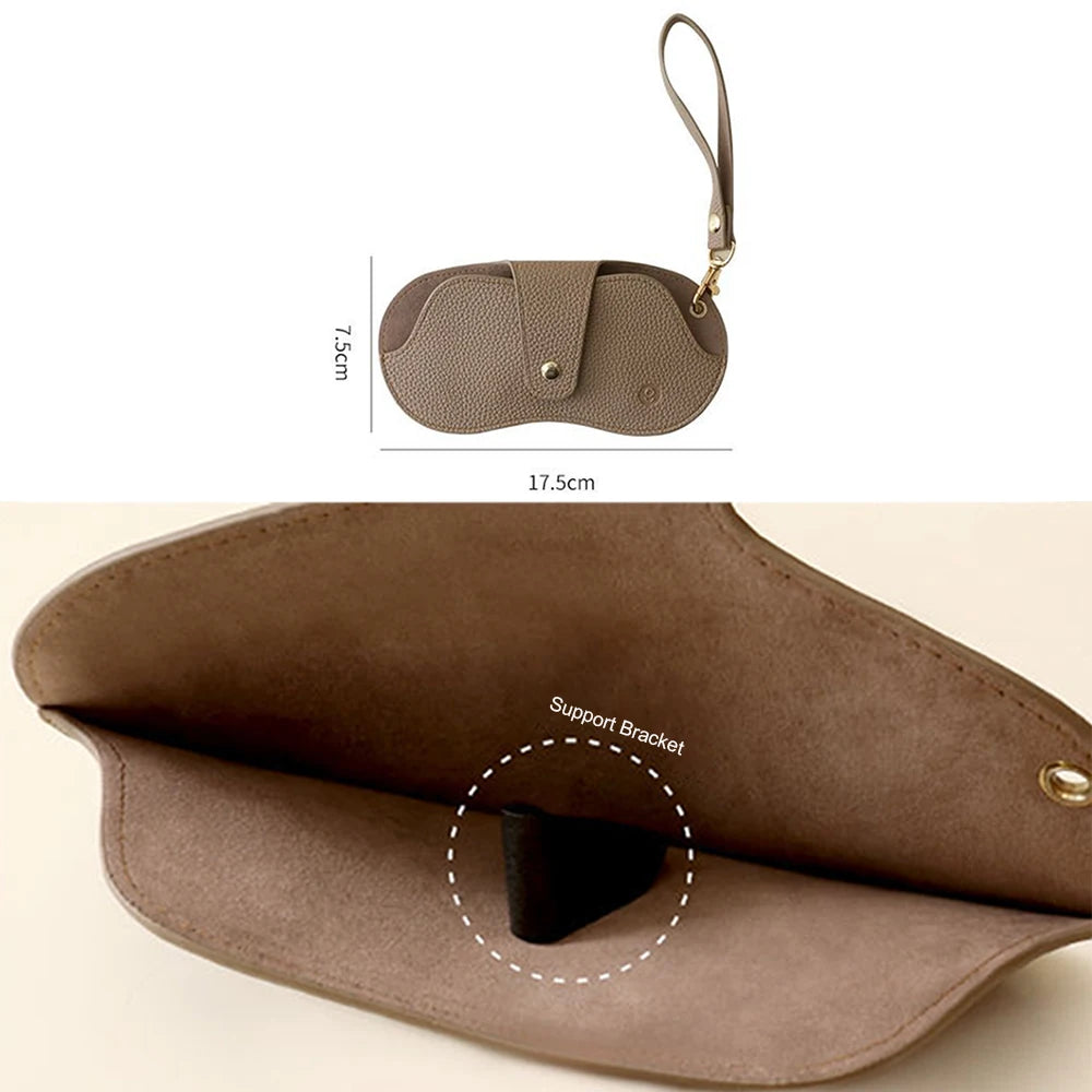 Minimal PU Leather Glasses Case with Strap