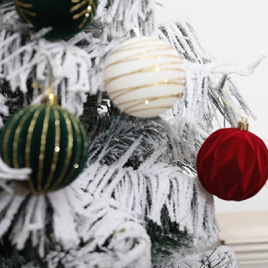 6/12pcs Velvet Christmas Tree Hanging Balls 6cm