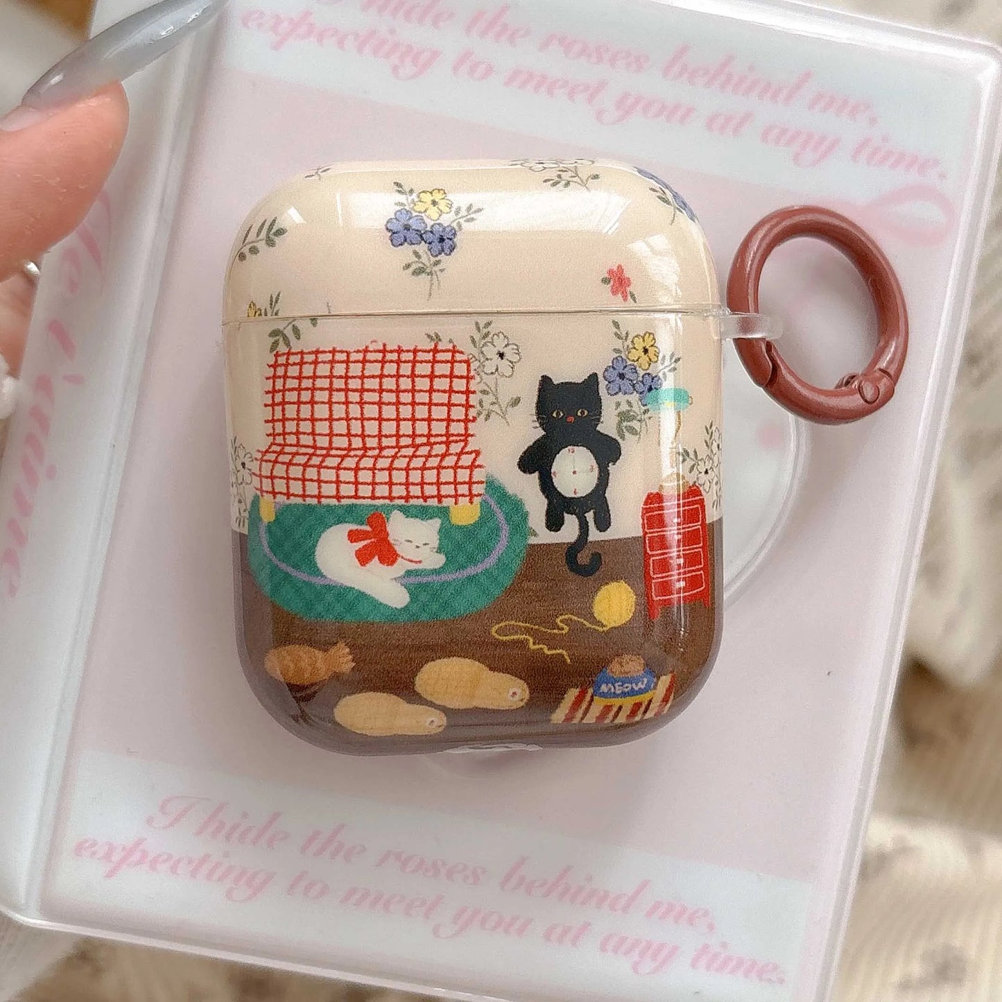Vintage Cat Room AirPods Case –Illustrated Design