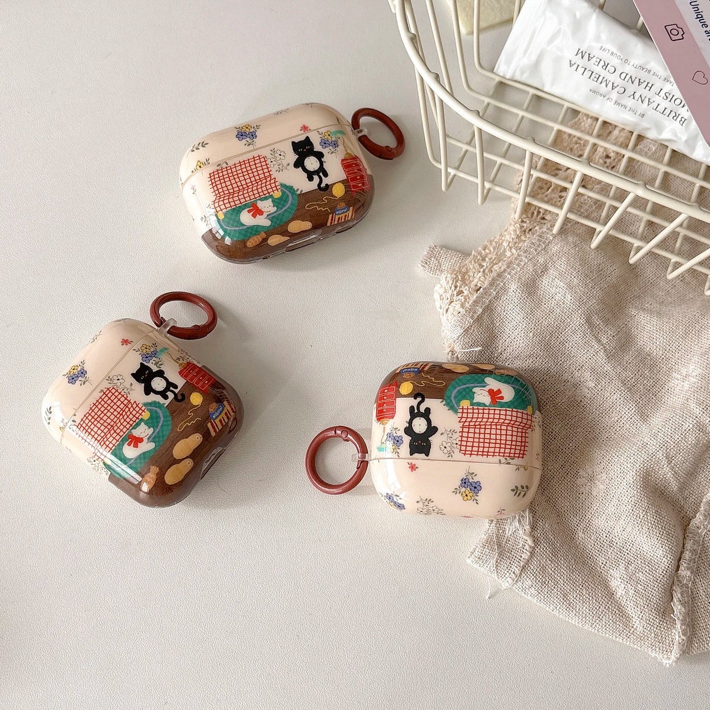 Vintage Cat Room AirPods Case –Illustrated Design