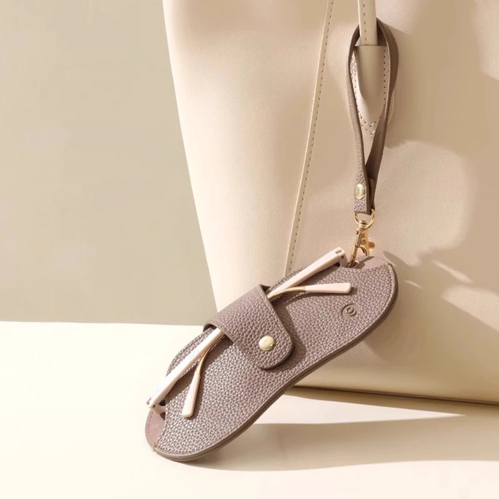 Minimal PU Leather Glasses Case with Strap