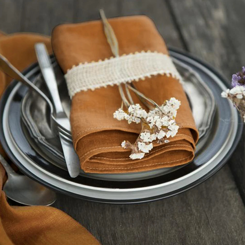 Pure 100% Linen Napkins Cloths (4PCS, 40X40CM)