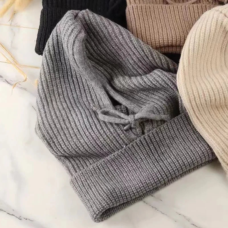 Knitted Hooded Warmer Hat