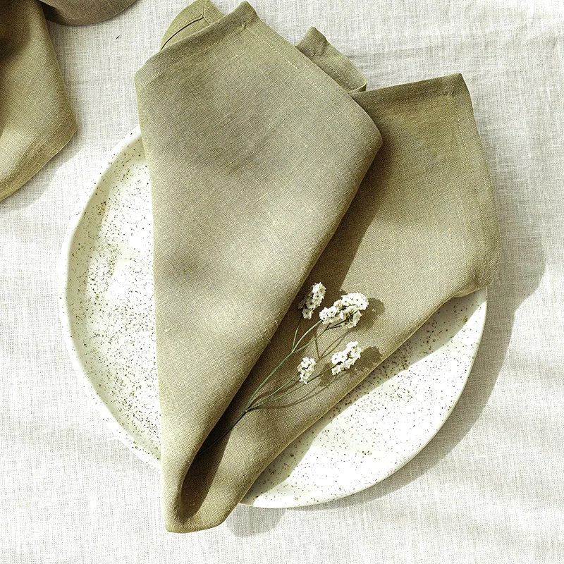 Pure 100% Linen Napkins Cloths (4PCS, 40X40CM)