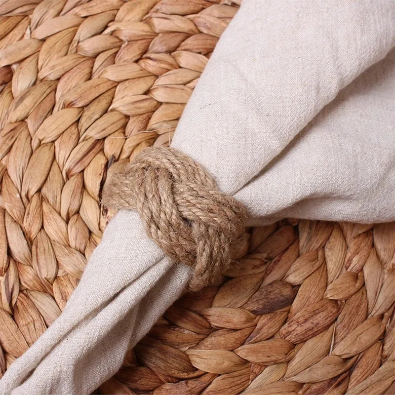 6/12/18Pcs Natural Napkin Ring Jute