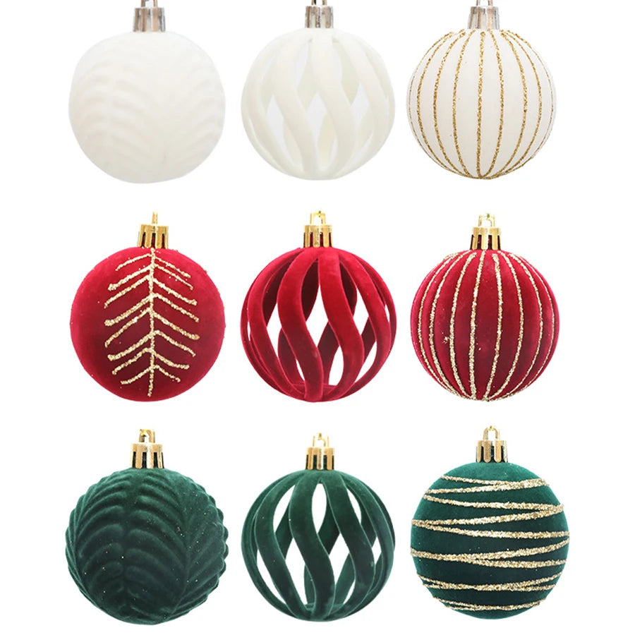 6/12pcs Velvet Christmas Tree Hanging Balls 6cm
