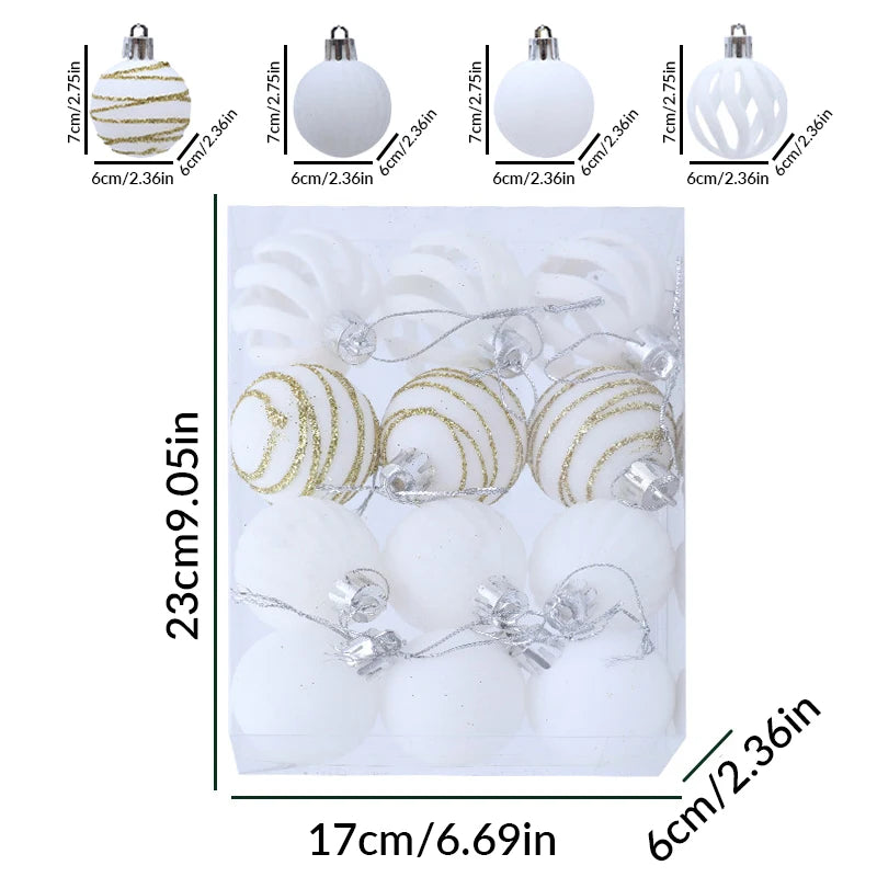 6/12pcs Velvet Christmas Tree Hanging Balls 6cm