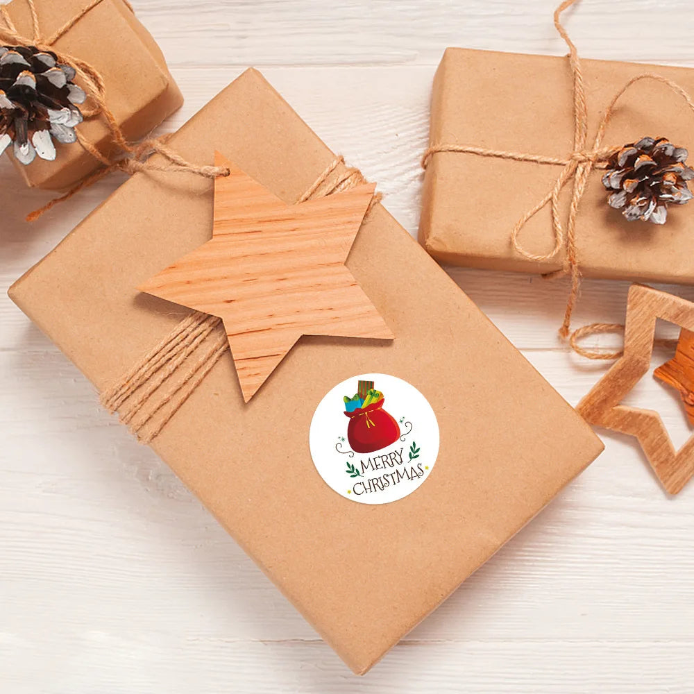 500pcs Merry Christmas Stickers 1 inch Round