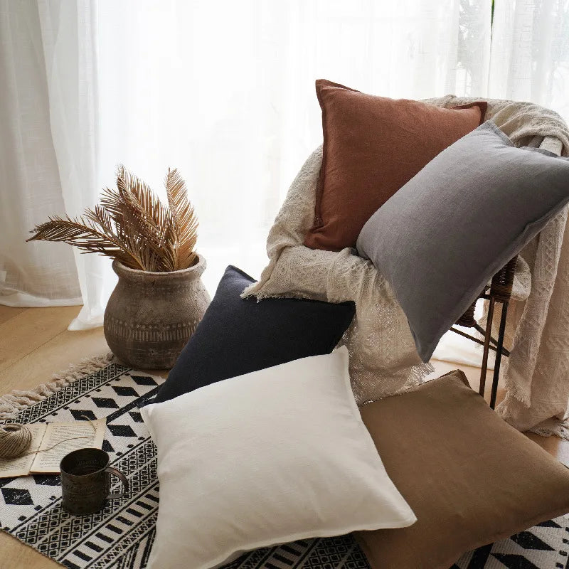 Thicken Cotton Linen Solid Cushion Cover