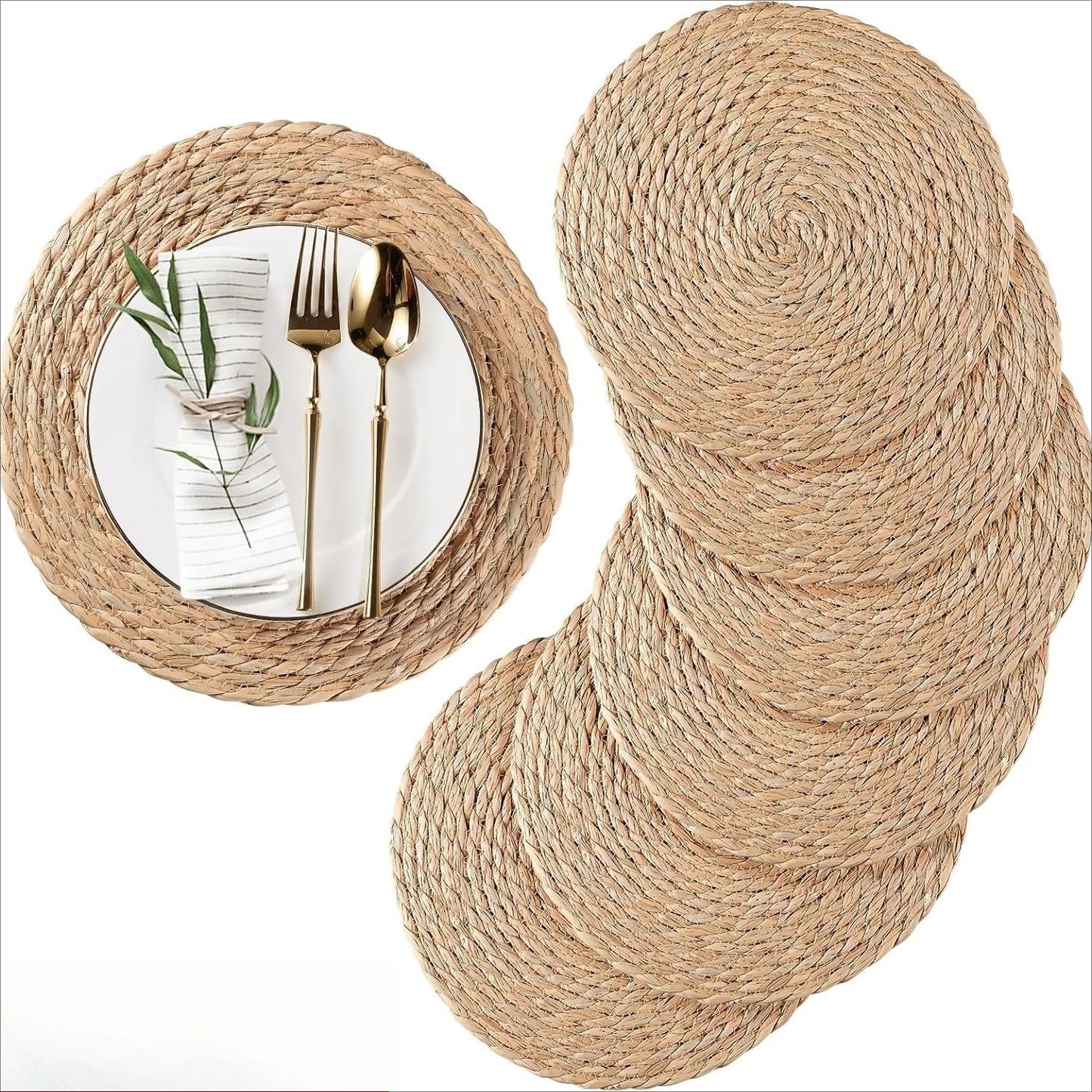 Handwoven Rattan Placemats Round