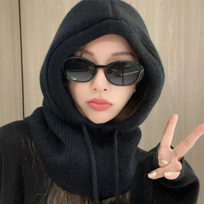 Knitted Hooded Warmer Hat