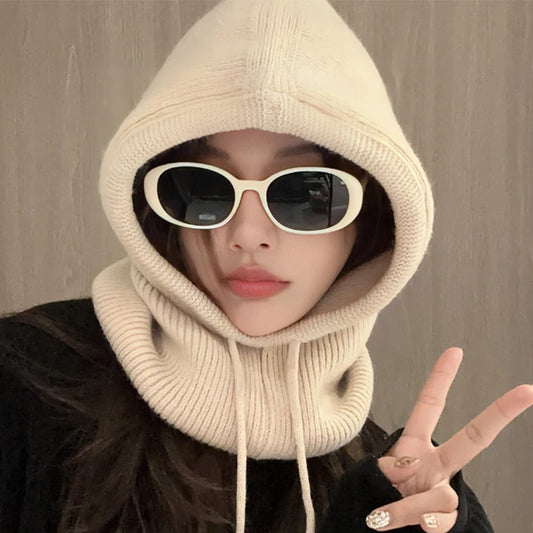 Knitted Hooded Warmer Hat