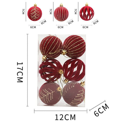 6/12pcs Velvet Christmas Tree Hanging Balls 6cm