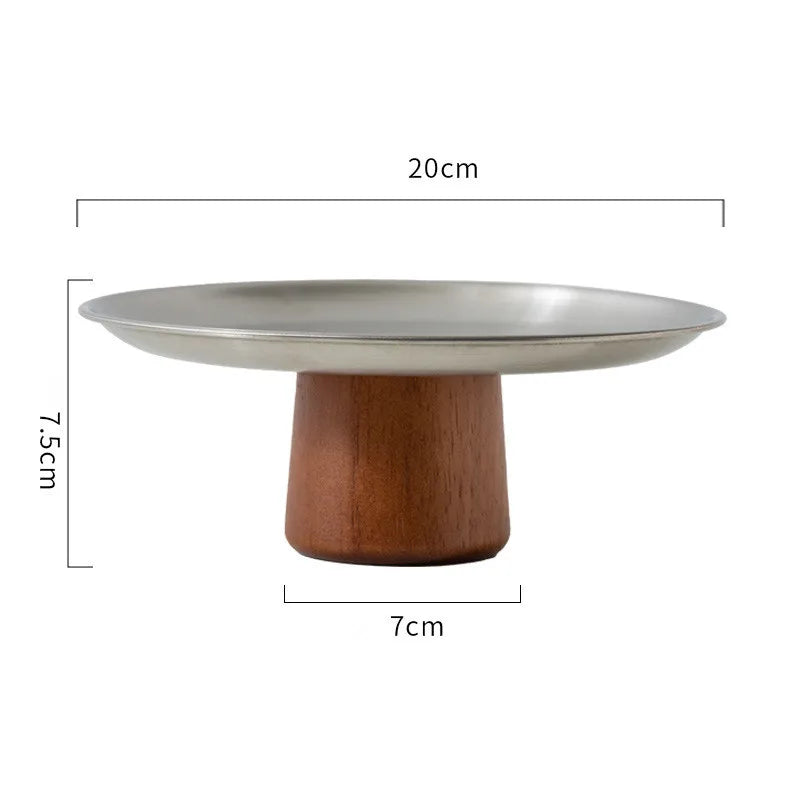 Stainless Steel Jewelry Tray with Wooden Base