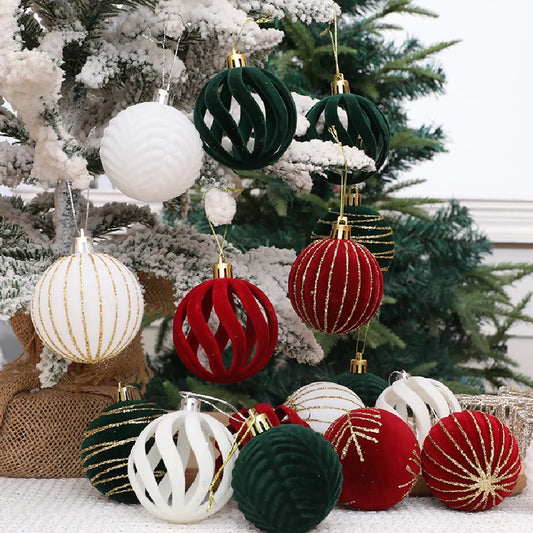 6/12pcs Velvet Christmas Tree Hanging Balls 6cm