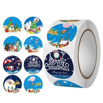 500pcs Merry Christmas Stickers 1 inch Round