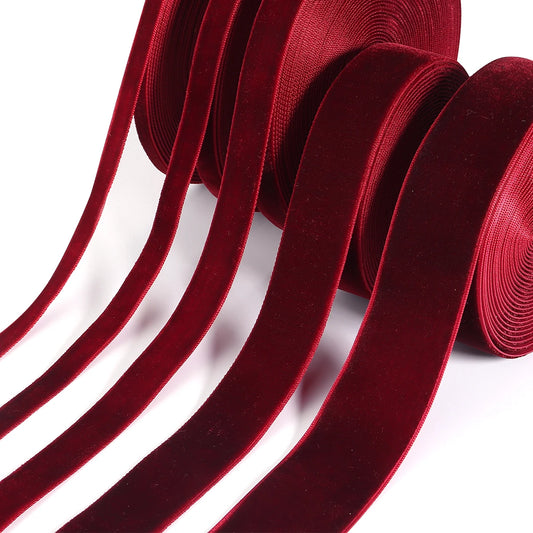 5-10yards/roll Velvet Gift Ribbons Black Wine Red