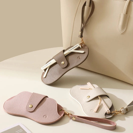 Minimal PU Leather Glasses Case with Strap