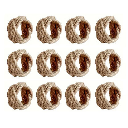 6/12/18Pcs Natural Napkin Ring Jute