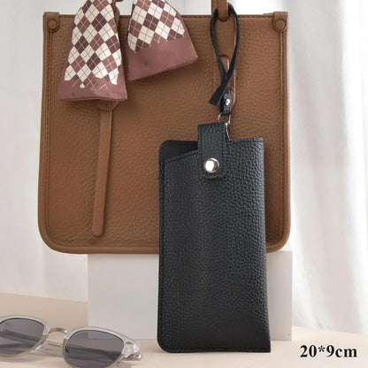 Minimal PU Leather Glasses Case with Strap