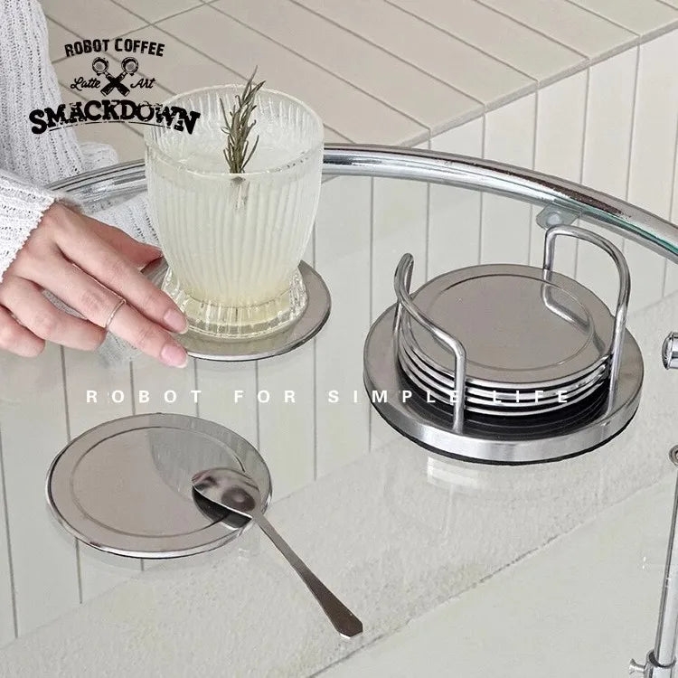 stainless steel coaster 6pcs set