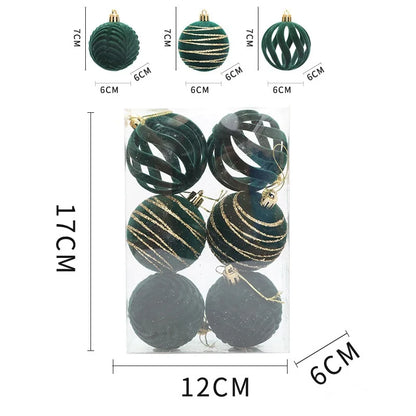 6/12pcs Velvet Christmas Tree Hanging Balls 6cm