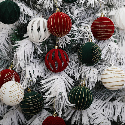 6/12pcs Velvet Christmas Tree Hanging Balls 6cm