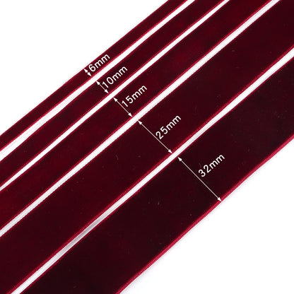 5-10yards/roll Velvet Gift Ribbons Black Wine Red