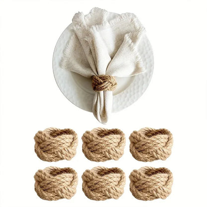 6/12/18Pcs Natural Napkin Ring Jute