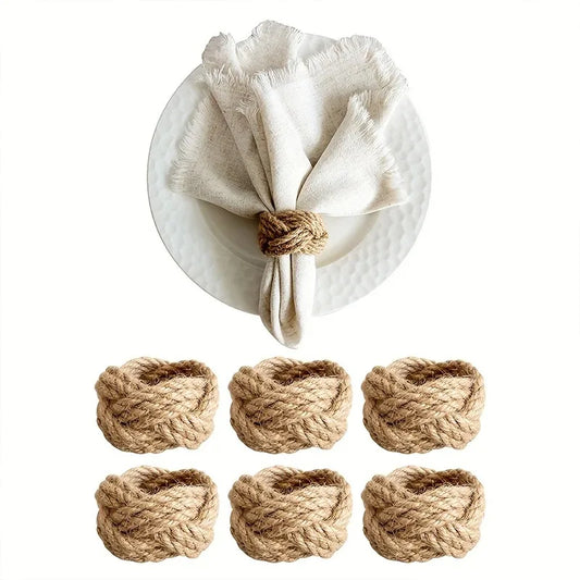 6/12/18Pcs Natural Napkin Ring Jute