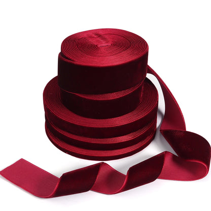 5-10yards/roll Velvet Gift Ribbons Black Wine Red