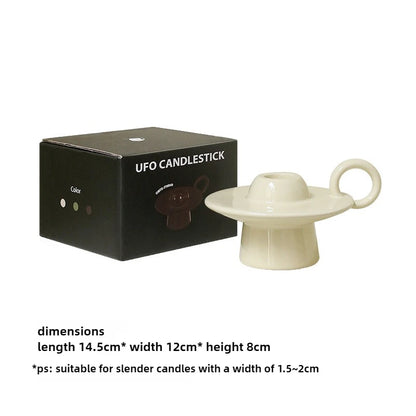 ceramic candle holder, white size