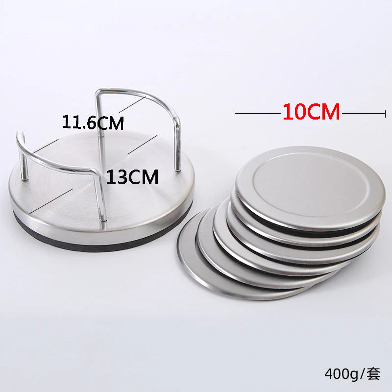 stainless steel coaster 6pcs set size